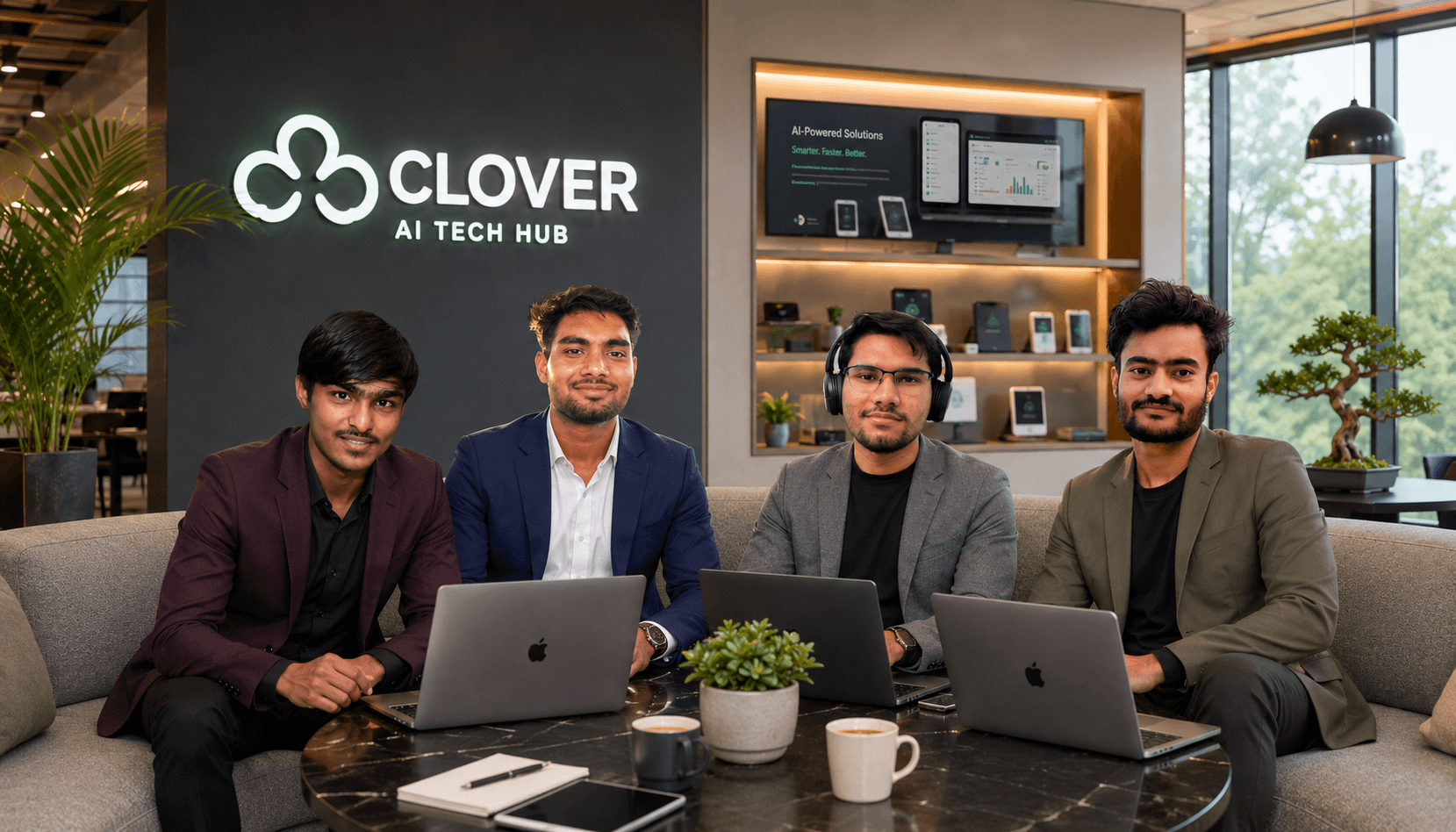 Clover AI Tech Hub team working on digital products